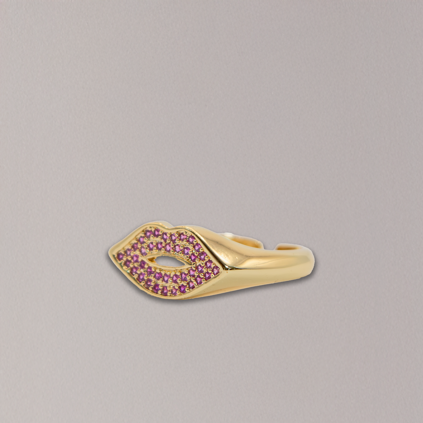 Hot Pink Cubic Zirconia Lips Ring