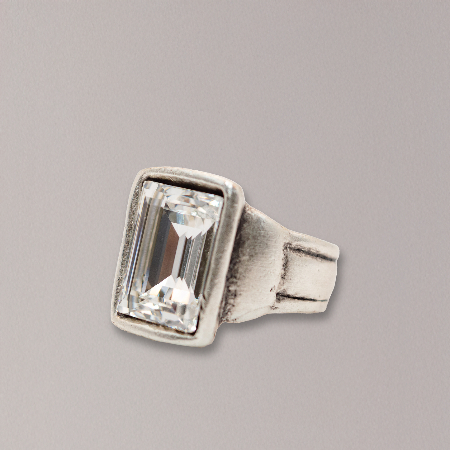 Clear Emerald Cut Ring