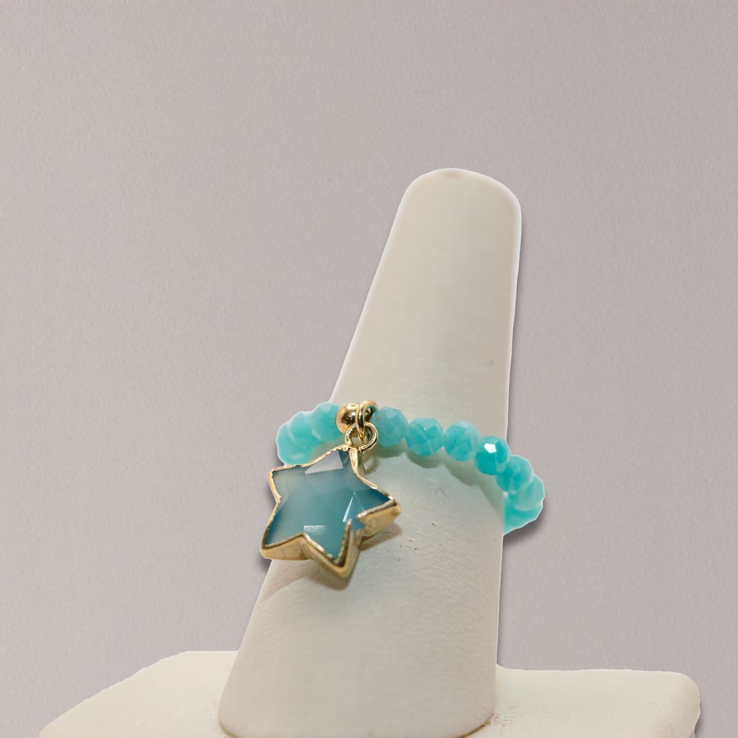 Semi Precious Stone Stretch Ring with Charm