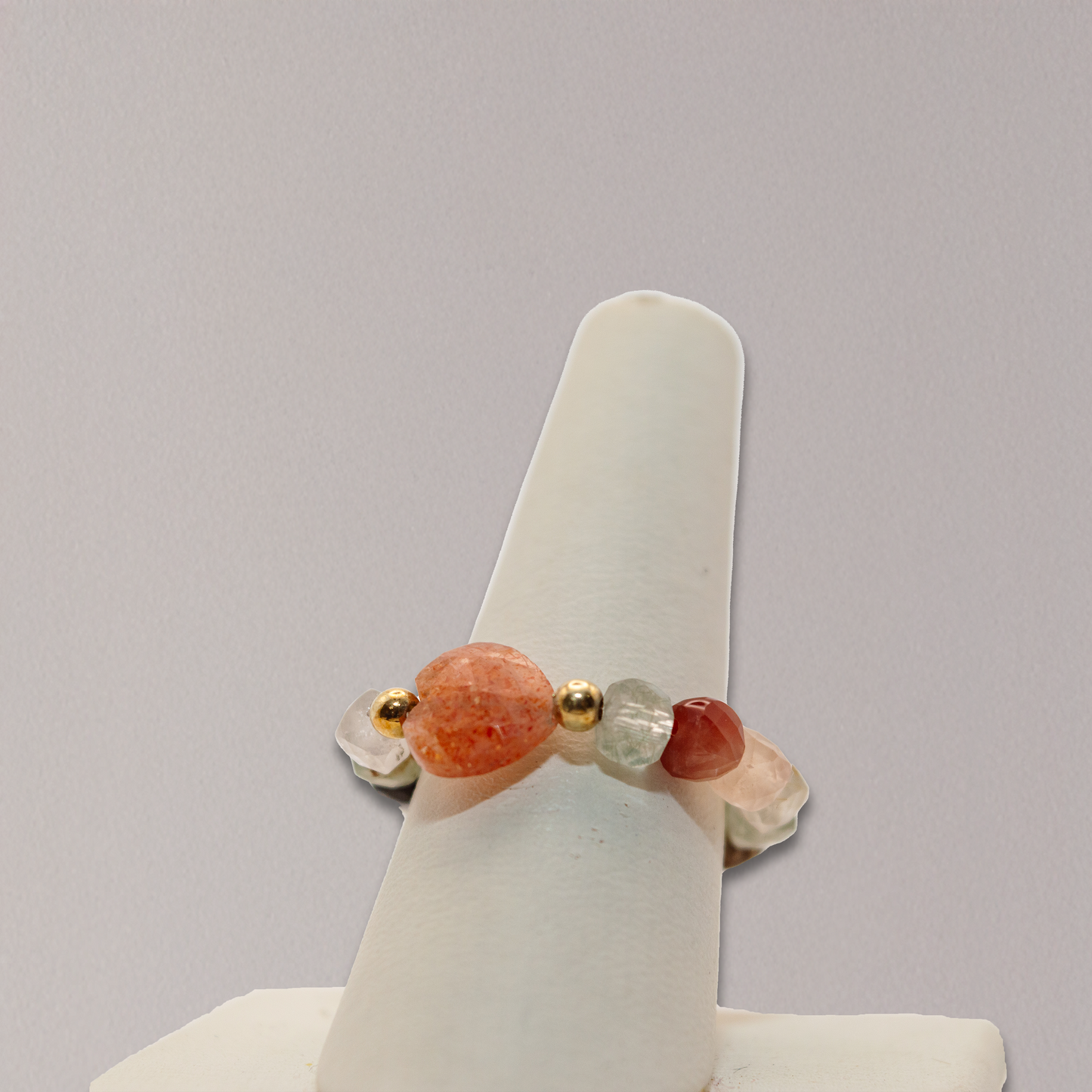 Semi Precious Stone Stretch Ring with Charm