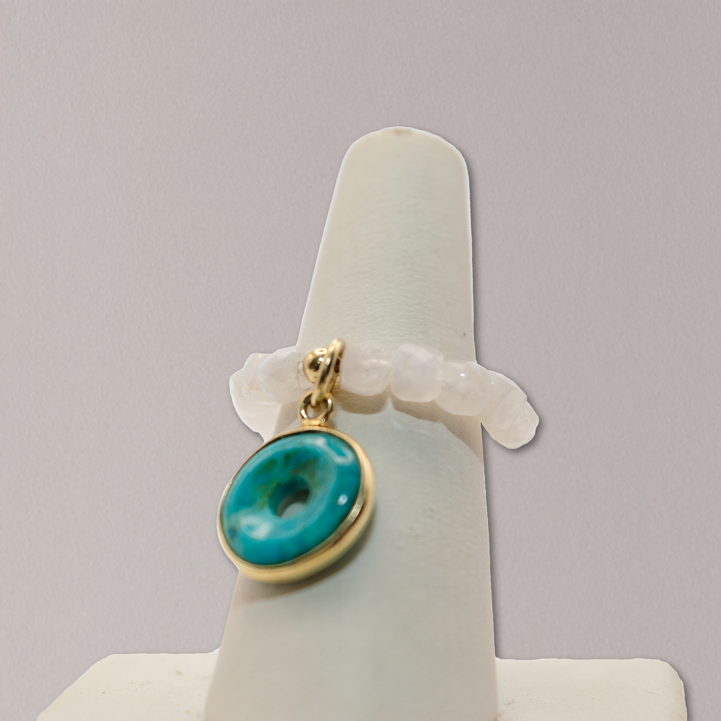 Semi Precious Stone Stretch Ring with Charm