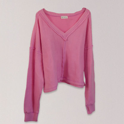 Casual Soft V-Neck Knit Top