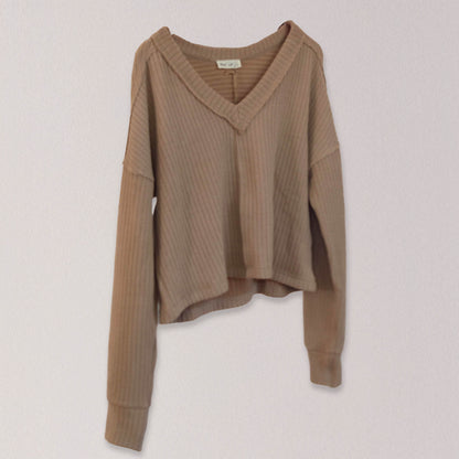 Casual Soft V-Neck Knit Top