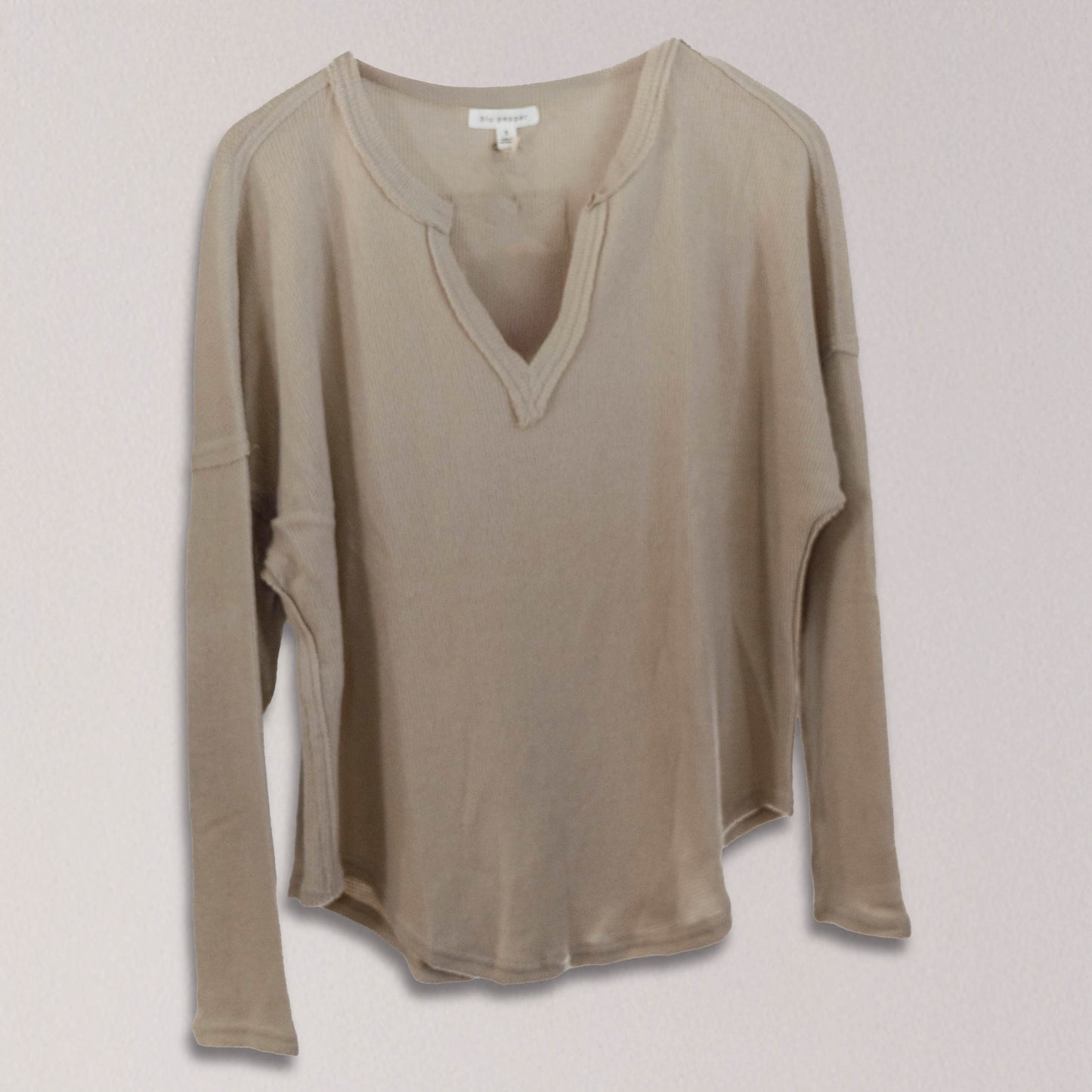 Raw Edge Split Neck Top
