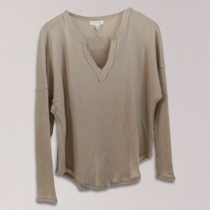 Raw Edge Split Neck Top