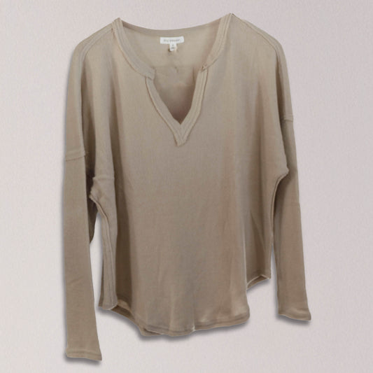 Raw Edge Split Neck Top
