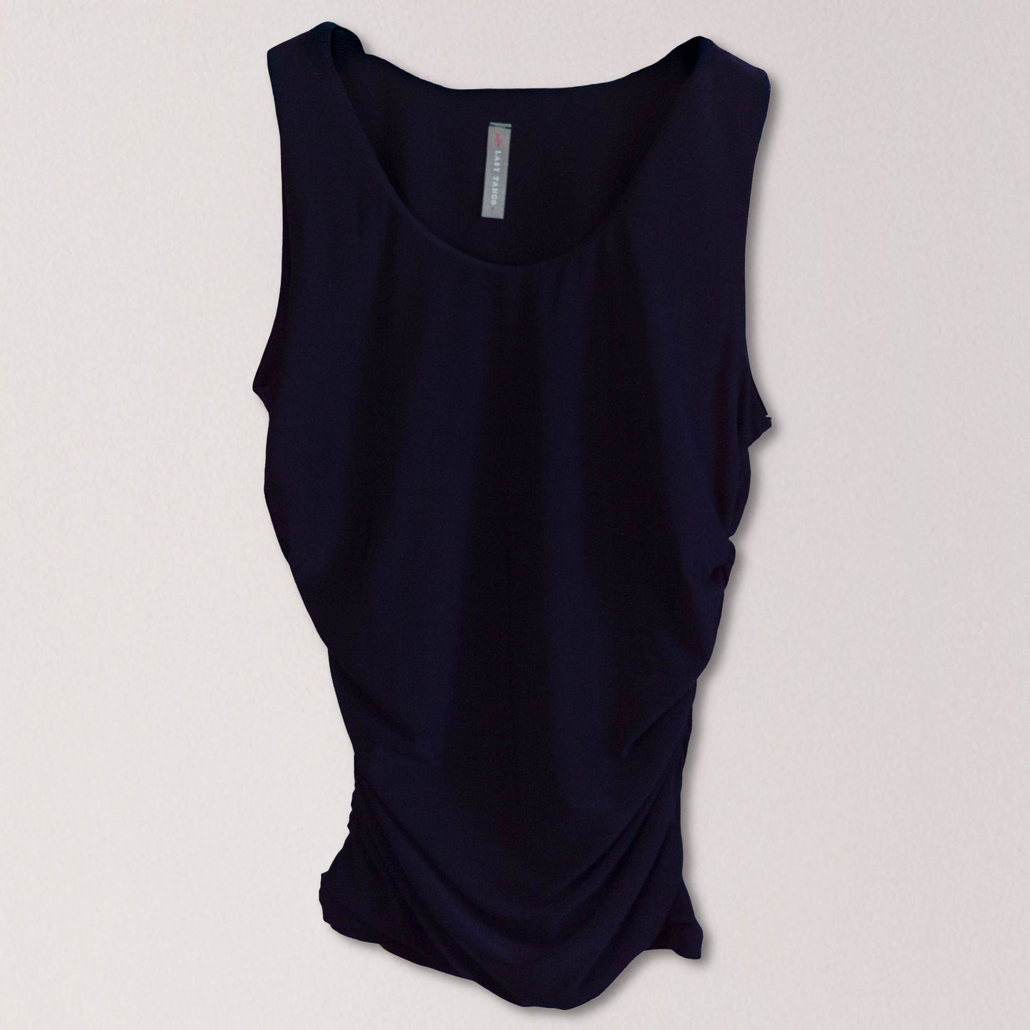 Sleeveless Tank With Side Ruching Navy