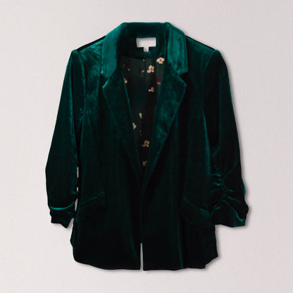 Hunter Green Velvet Blazer
