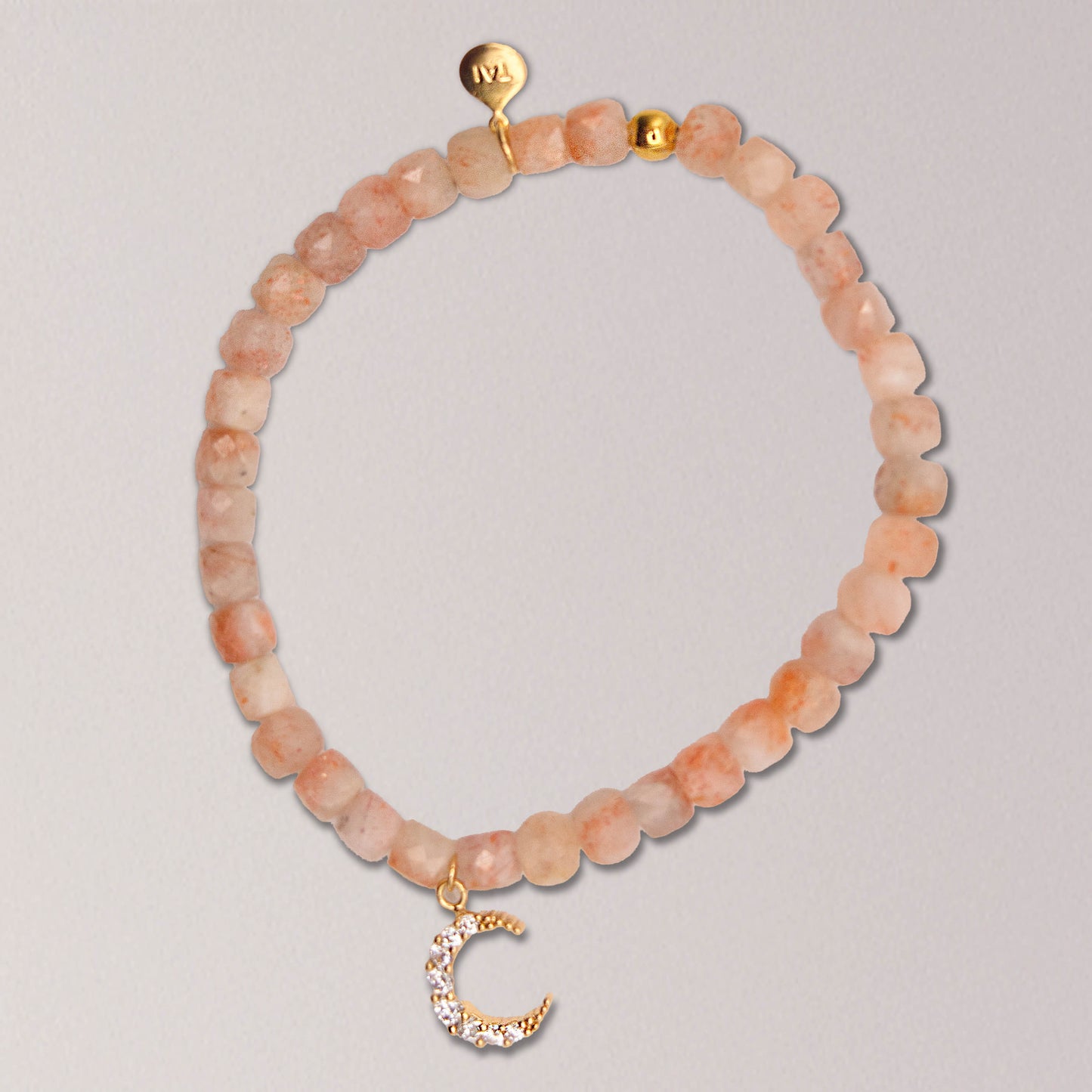 Sunstone Elastic Bracelet with Clear Swarovski Tube