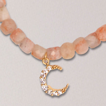 Sunstone Elastic Bracelet with Clear Swarovski Tube