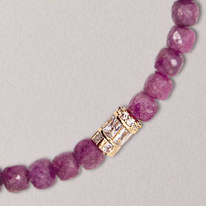 Ruby Elastic Bracelet with Clear Swarovski Tube