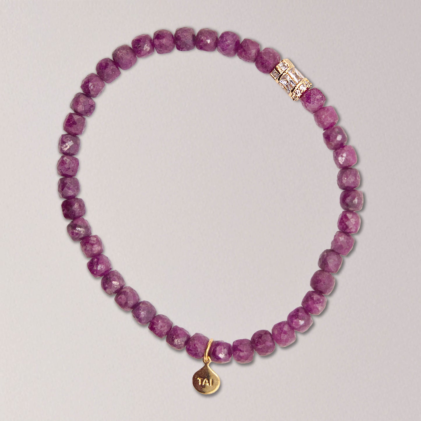 Ruby Elastic Bracelet with Clear Swarovski Tube