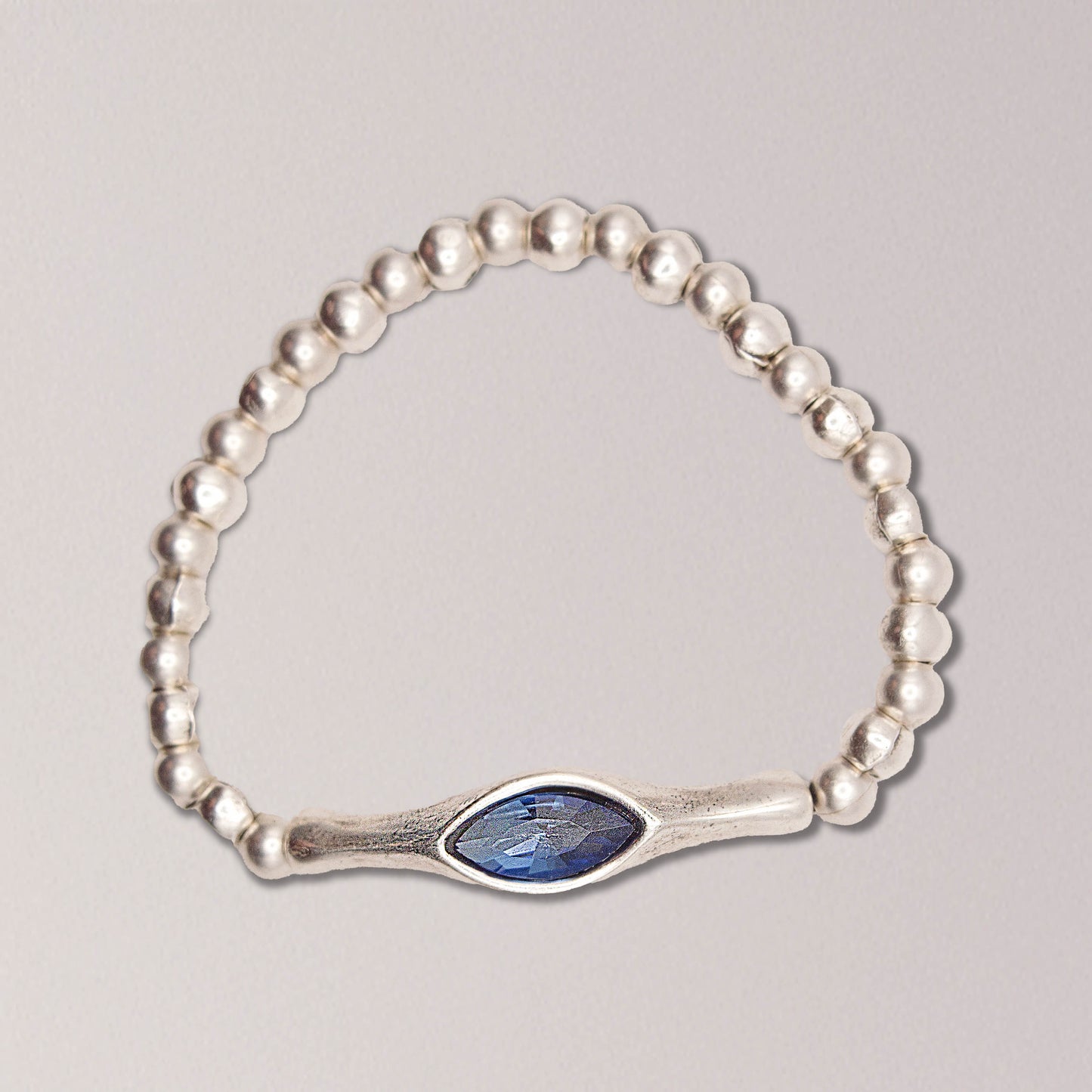 Handmade Oval Blue Topaz Pewter Bracelet: