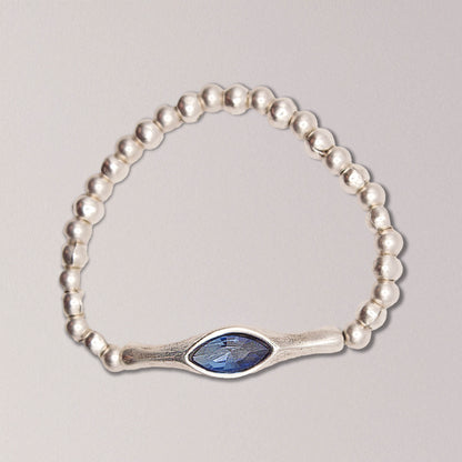 Handmade Oval Blue Topaz Pewter Bracelet: