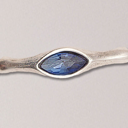 Handmade Oval Blue Topaz Pewter Bracelet: