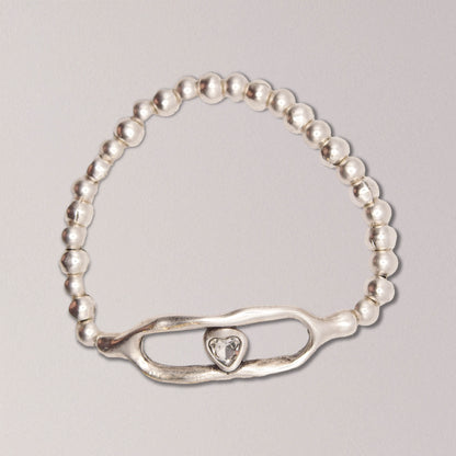 Handmade Heart Crystal Pewter Bracelet
