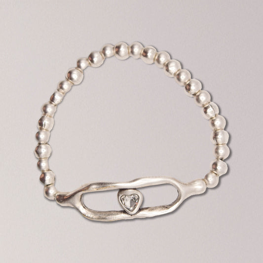 Handmade Heart Crystal Pewter Bracelet