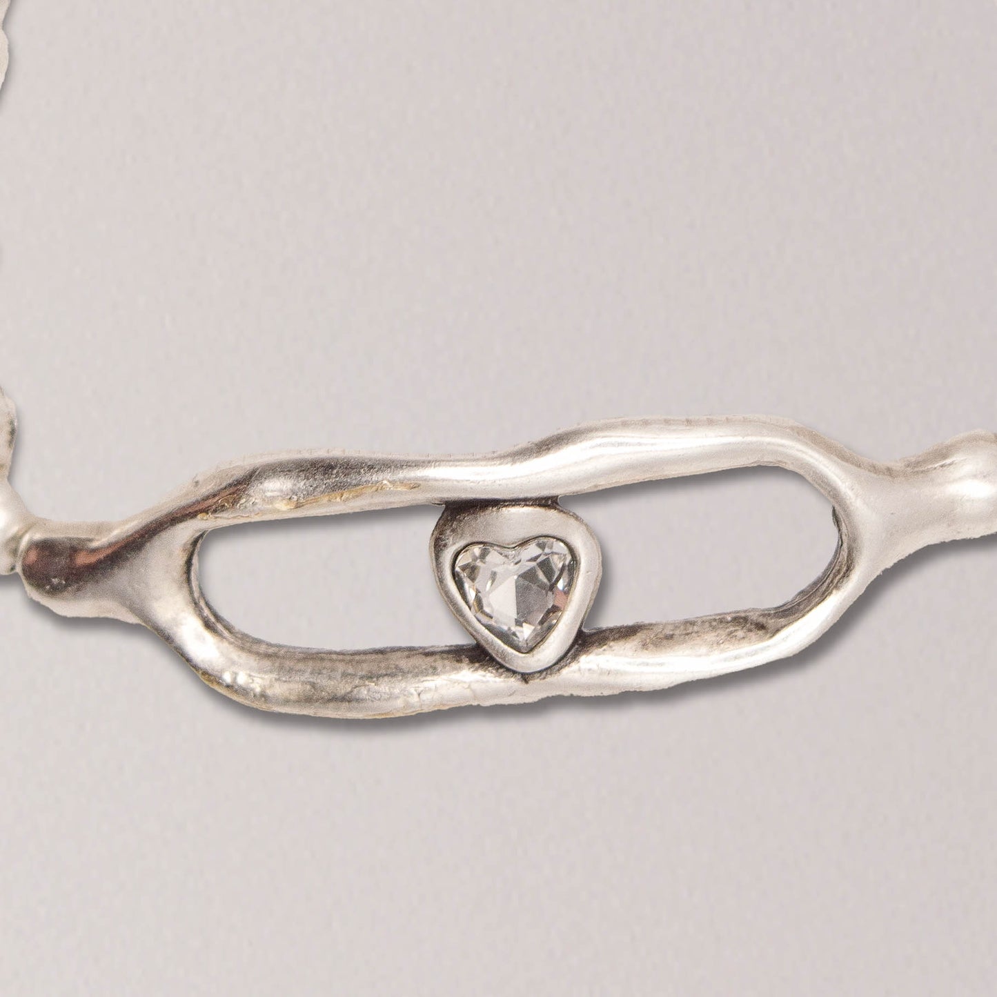 Handmade Heart Crystal Pewter Bracelet