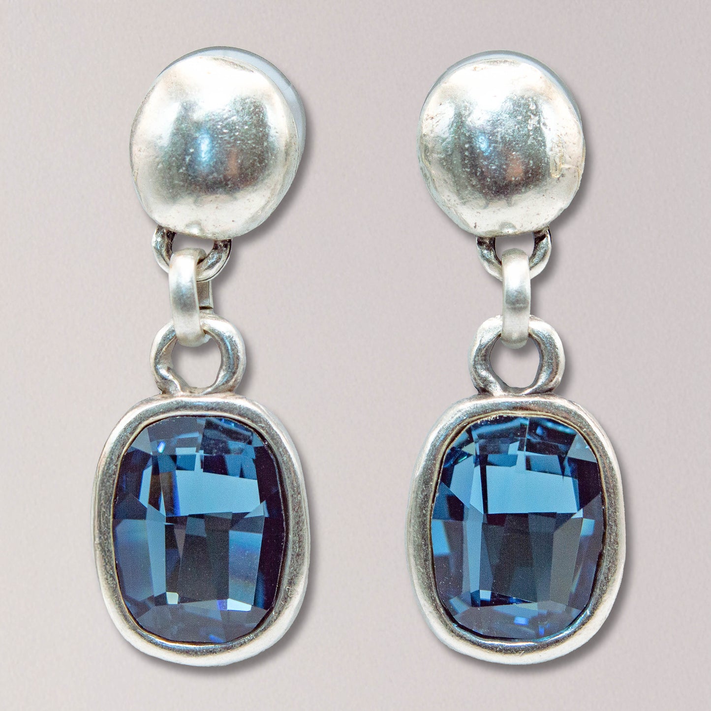Handmade Sapphire Crystal Pewter Earrings