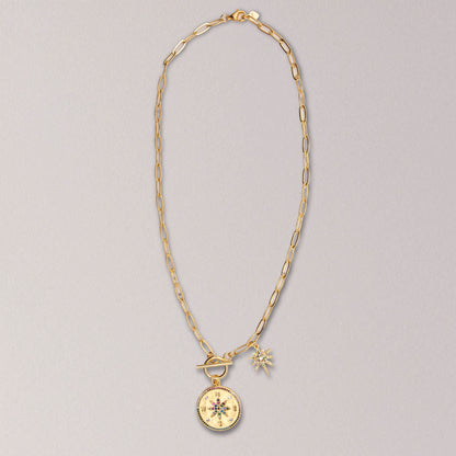 Compass & North Star Charmed Paperclip Necklace