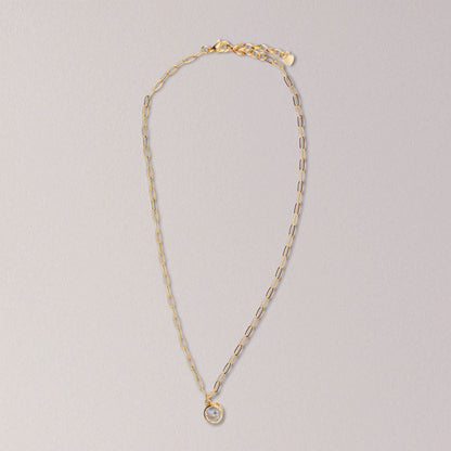 Elegant Gold Chain Necklace with Cubic Zirconia Pendant