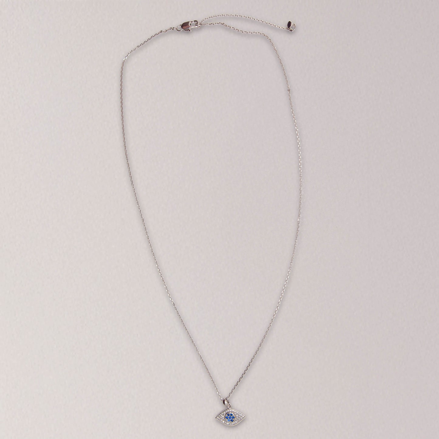 Silver Chain Necklace with Silver CZ Evil Eye Charm
