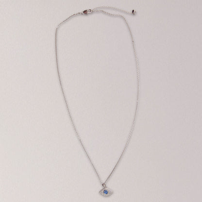 Silver Chain Necklace with Silver CZ Evil Eye Charm