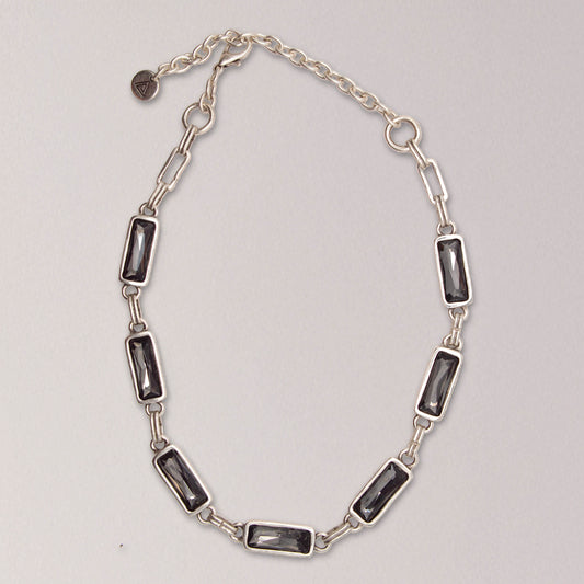 Handmade Smokey Crystal Pewter Necklace