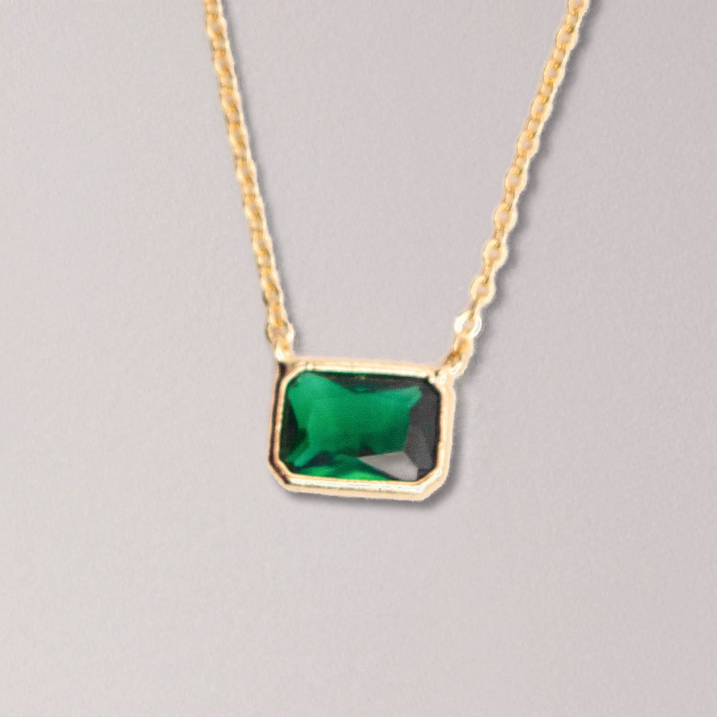 Emerald Cut Green Gold Necklace