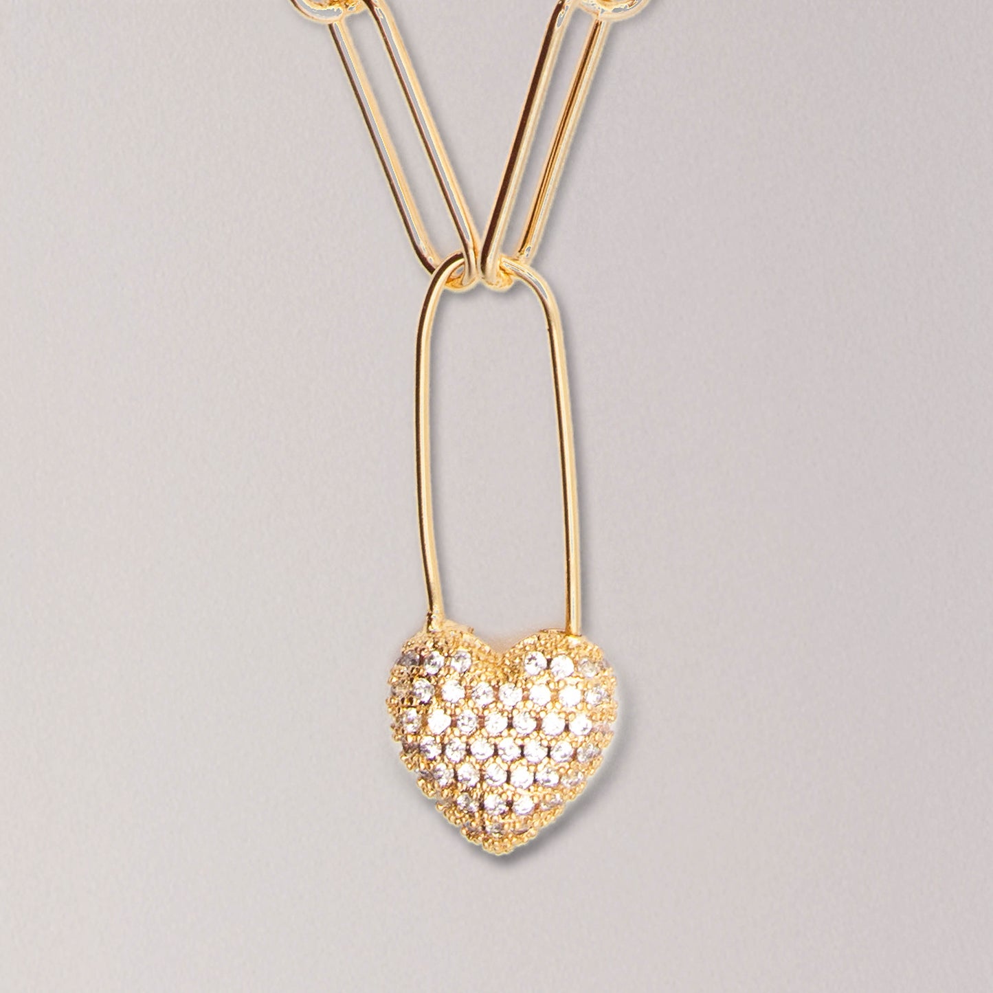 Heart Pin Paperclip Necklace