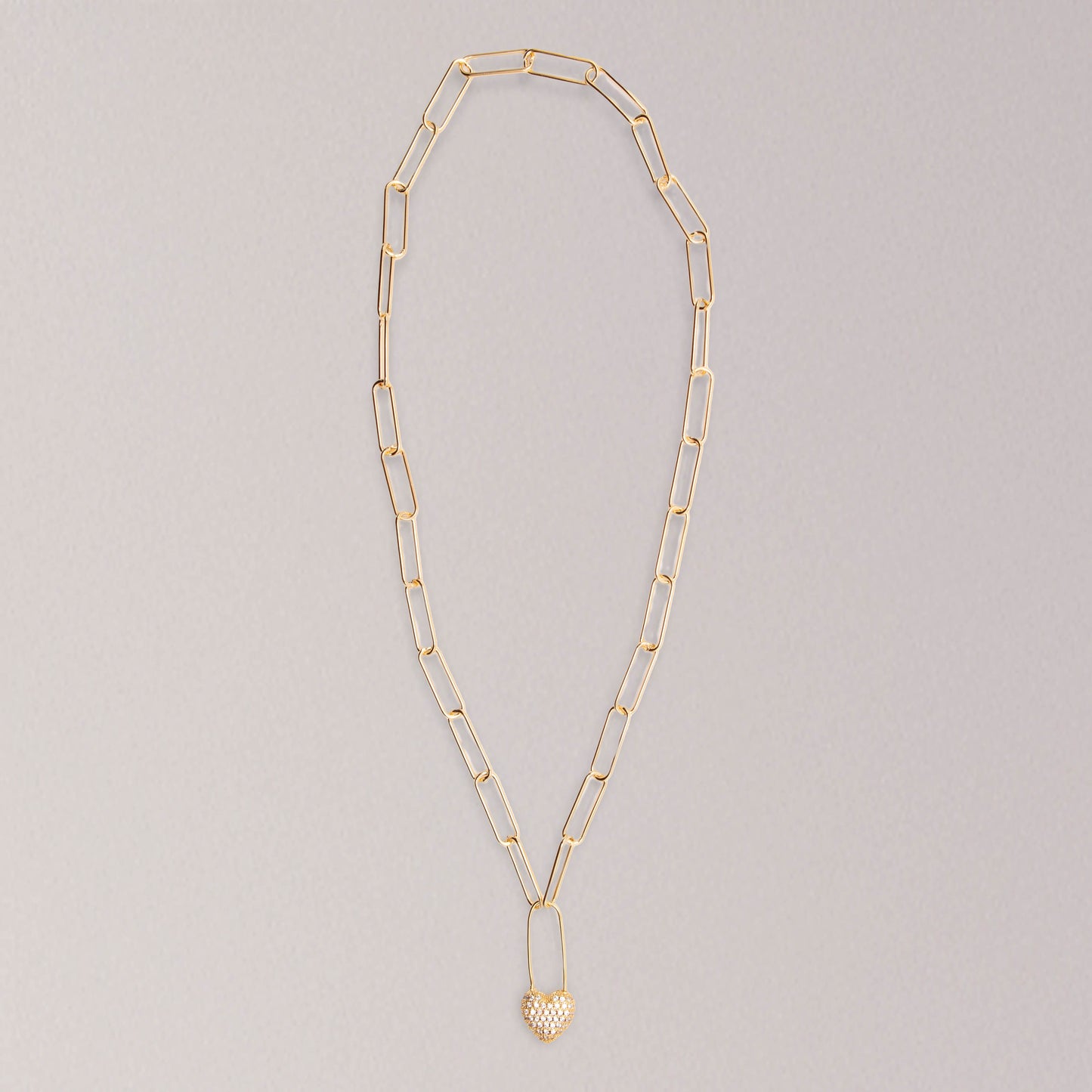 Heart Pin Paperclip Necklace