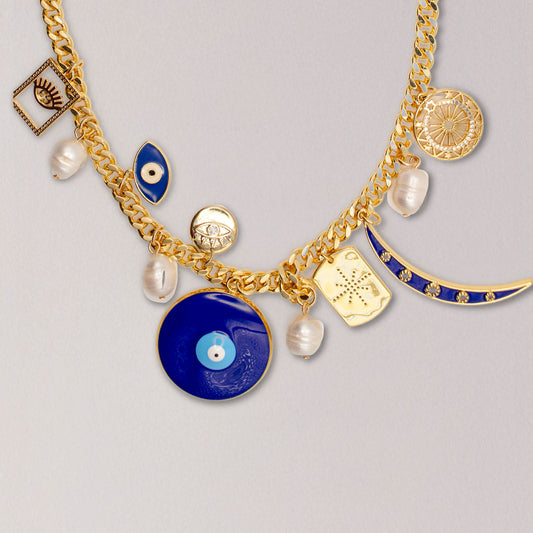 Celestial Evil Eye Charm Necklace