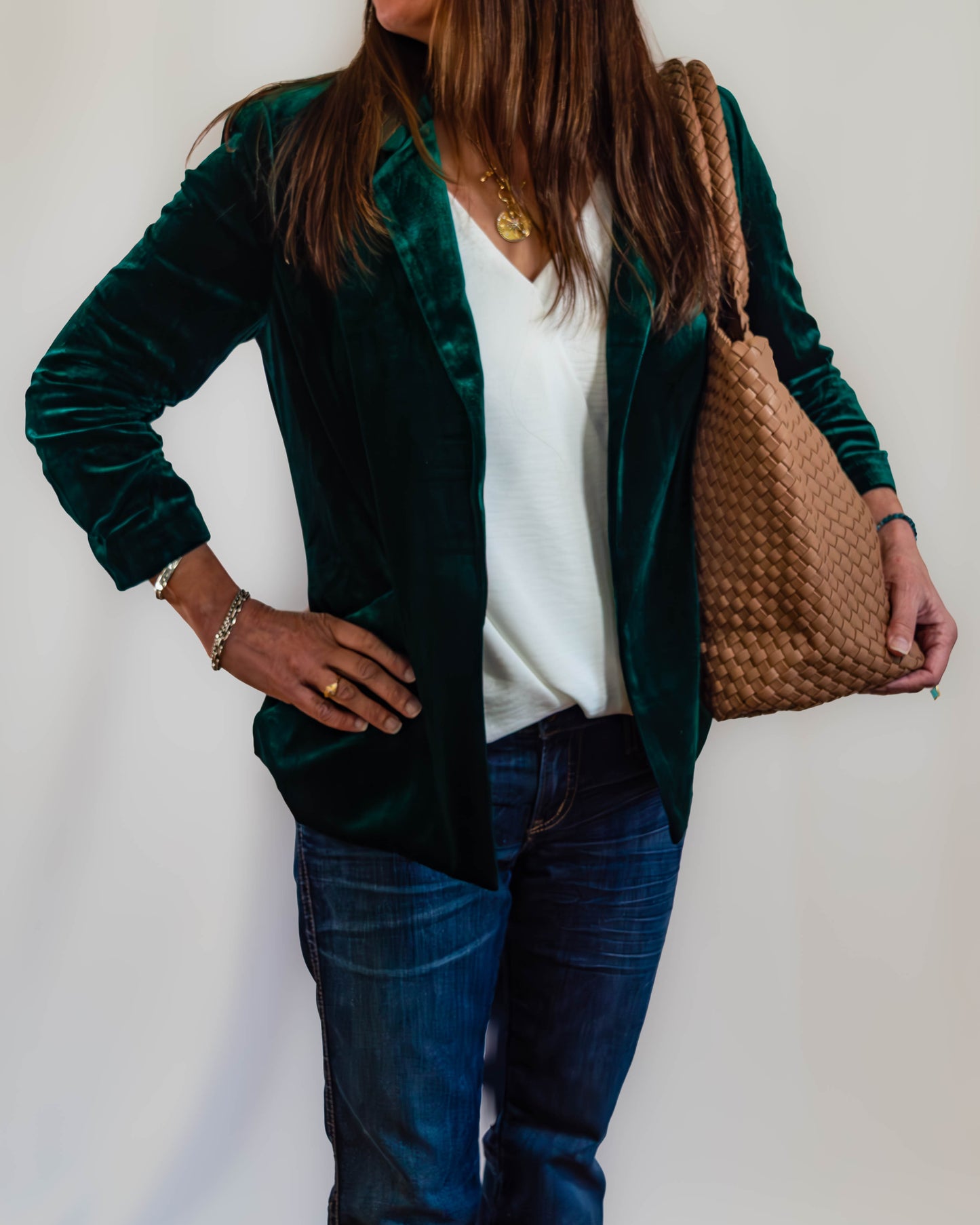 Hunter Green Velvet Blazer