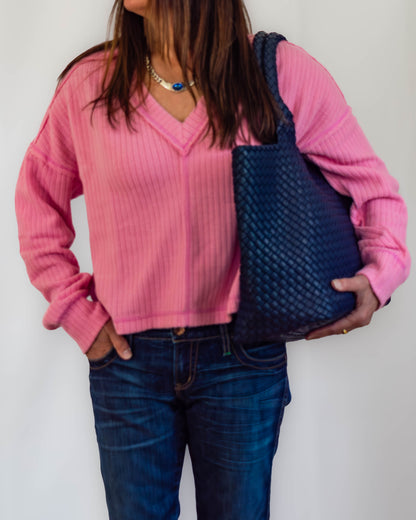 Casual Soft V-Neck Knit Top