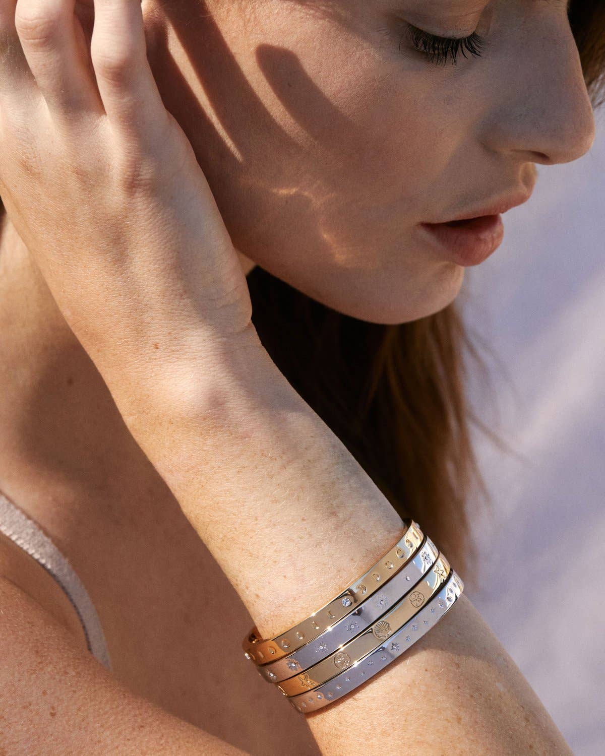 Sea Seeker Hinged Bracelet: 14k Gold / Small